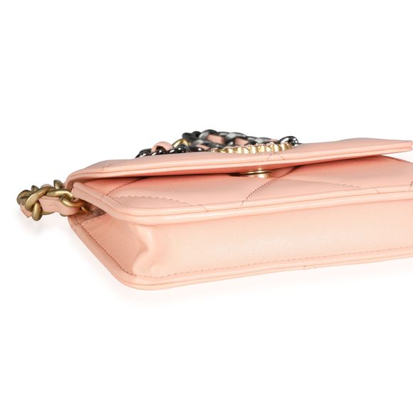 Chanel Light Orange Quilted Lambskin Chanel 19 Mini Flap Bag - Picture 6 of 8